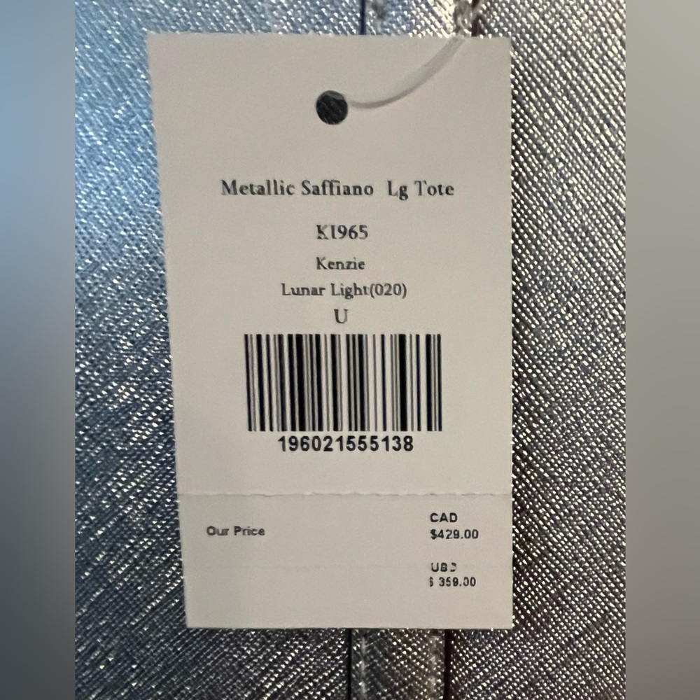 Kate Spade Metallic Silver Lunar Light Saffiano Leather Large Tote Kenzie NEW - Picture 4 of 7